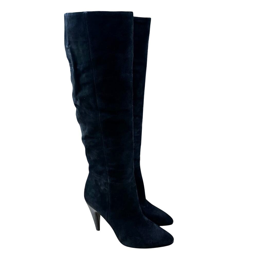 Veronica Beard Sanzi Black Suede Cone Heel Knee High Boot Women's Size 6M NWOB